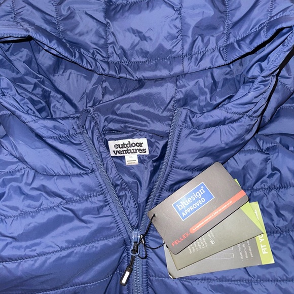 Outdoor Ventures Women’s Lightweight Full-Zip Puffer Jacket With Hood Blue - Picture 2 of 2